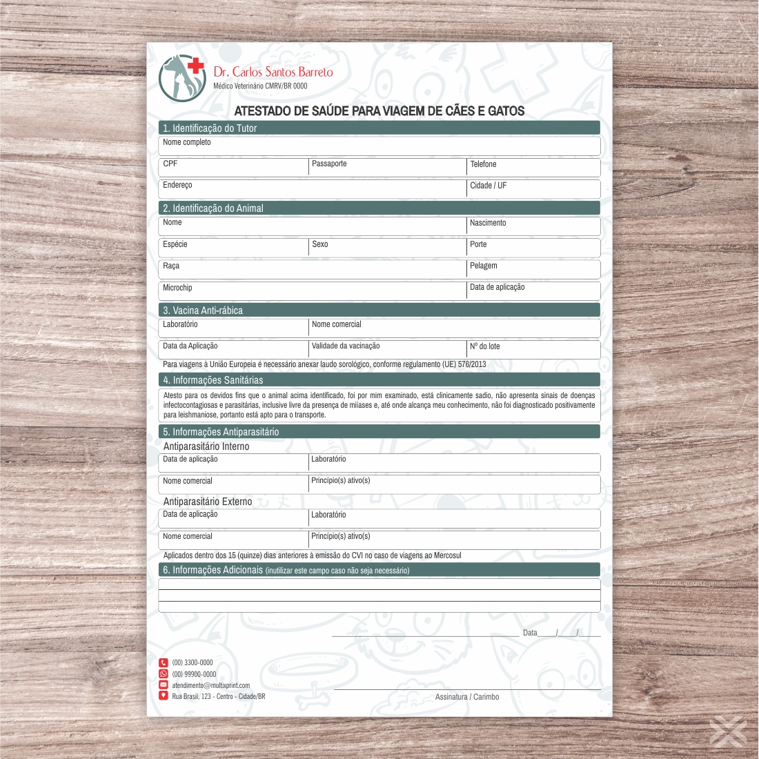 Atestado para Viagem Veterinário 3022