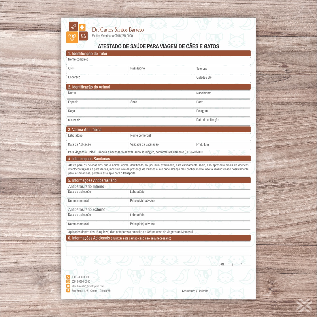 Atestado para Viagem Veterinário 3034