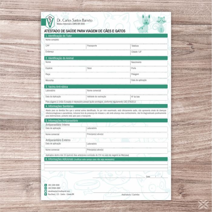 Atestado para Viagem Veterinário 3043