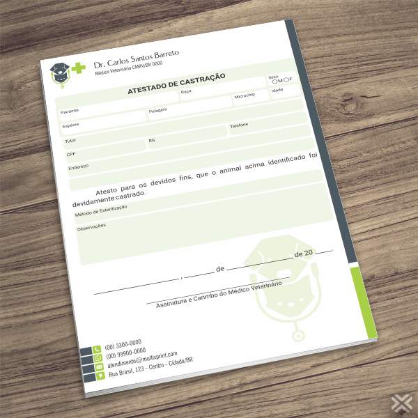 Atestado de Castração Veterinário 3026