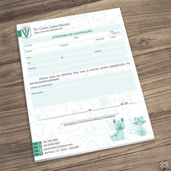 Atestado de Castração Veterinário 3043