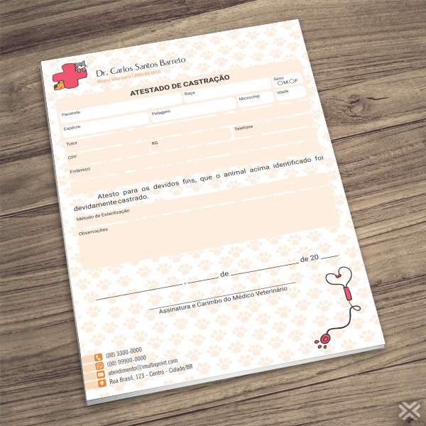 Atestado de Castração Veterinário 3052
