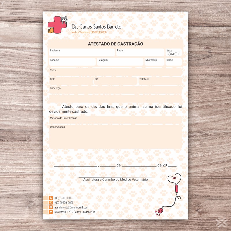 Atestado de Castração Veterinário 3052 - Imagem 2