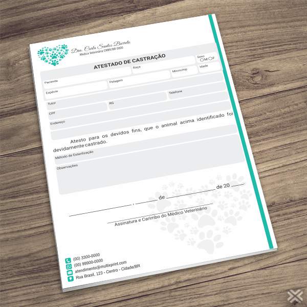 Atestado de Castração Veterinário 3080