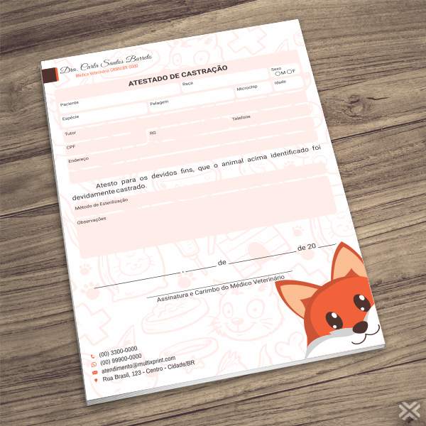 Atestado de Castração Veterinário 3083