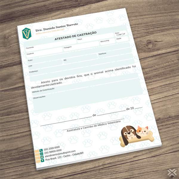 Atestado de Castração Veterinário 3091