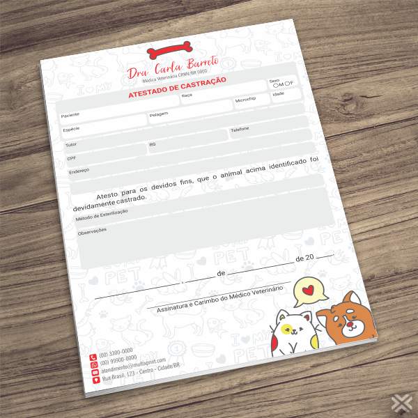 Atestado de Castração Veterinário 3094