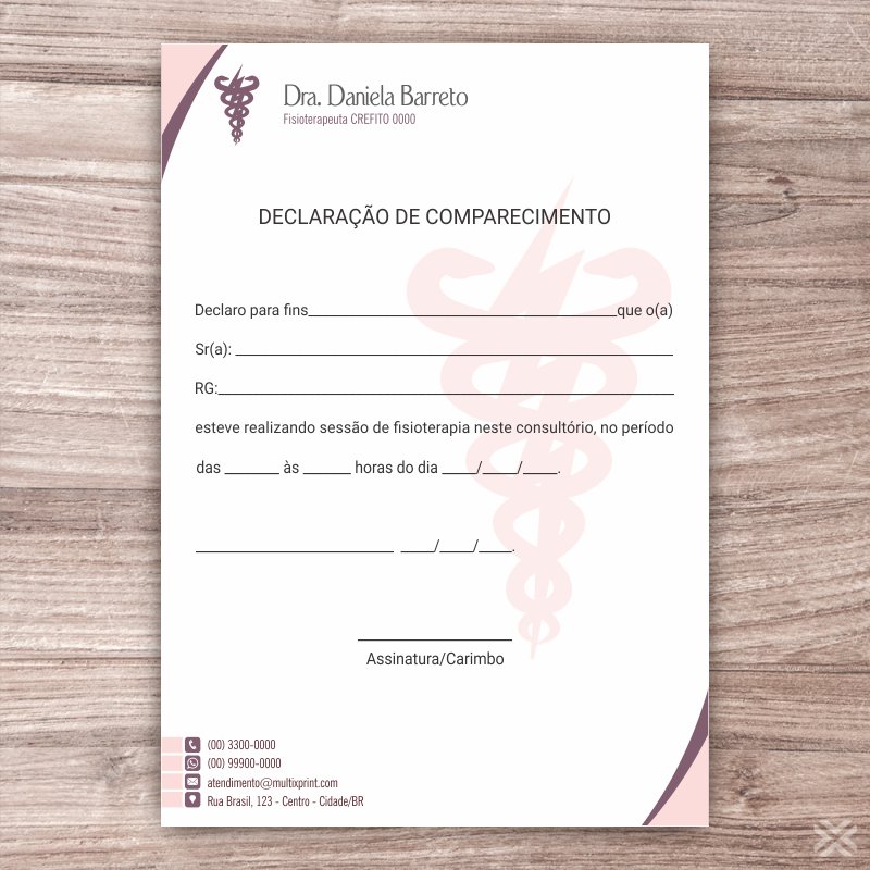 Declaração de Comparecimento Fisioterapeuta 0939 - Imagem 2