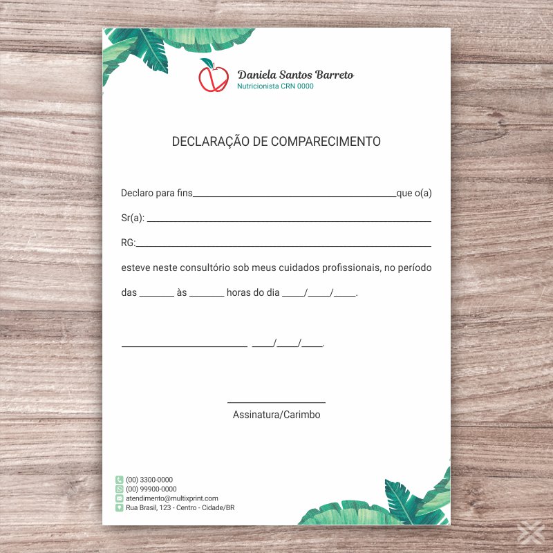 Declaração de Comparecimento Nutricionista 2406 - Imagem 2