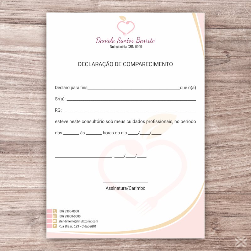 Declaração de Comparecimento Nutricionista 2409 - Imagem 2