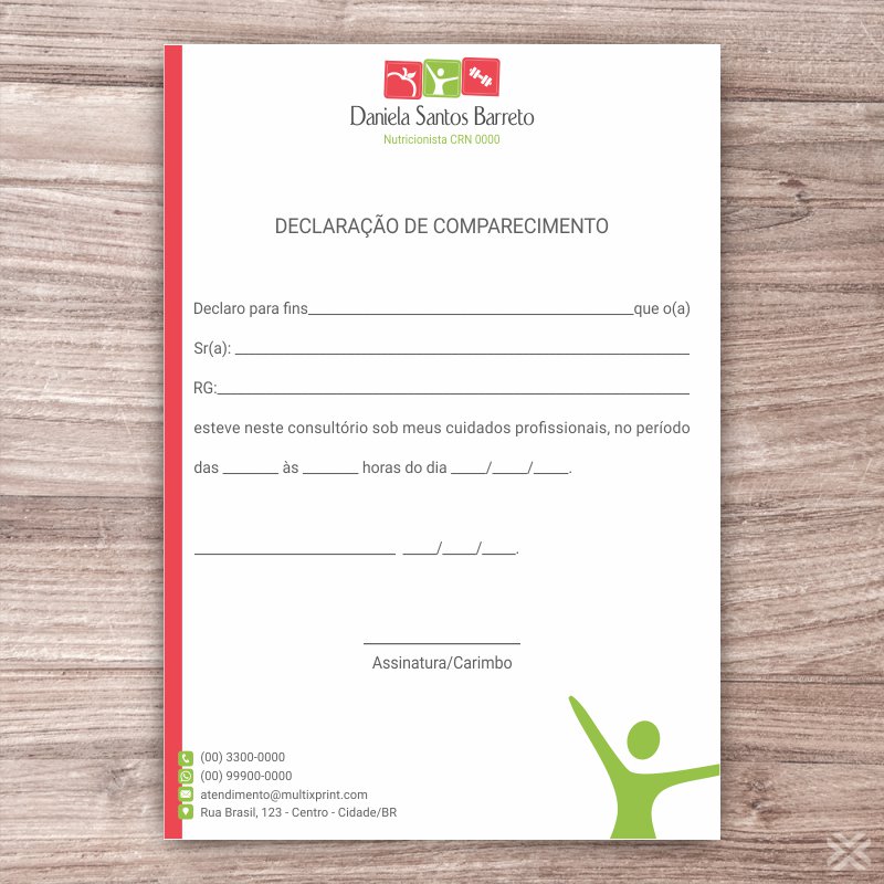 Declaração de Comparecimento Nutricionista 2439 - Imagem 2