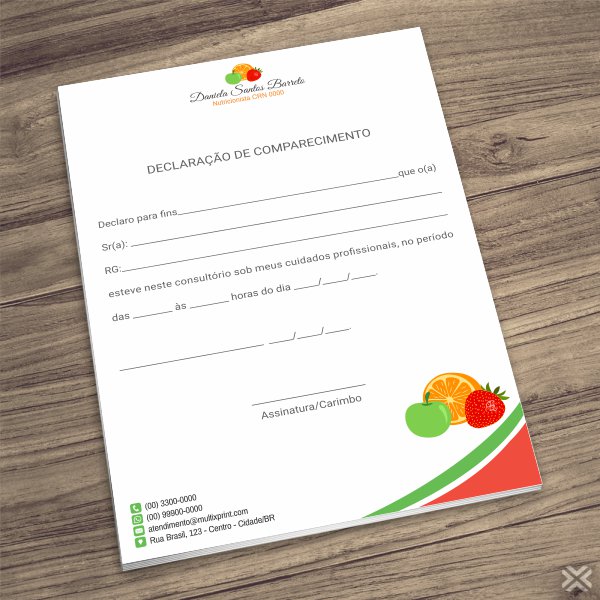 Declaração de Comparecimento Nutricionista 2477