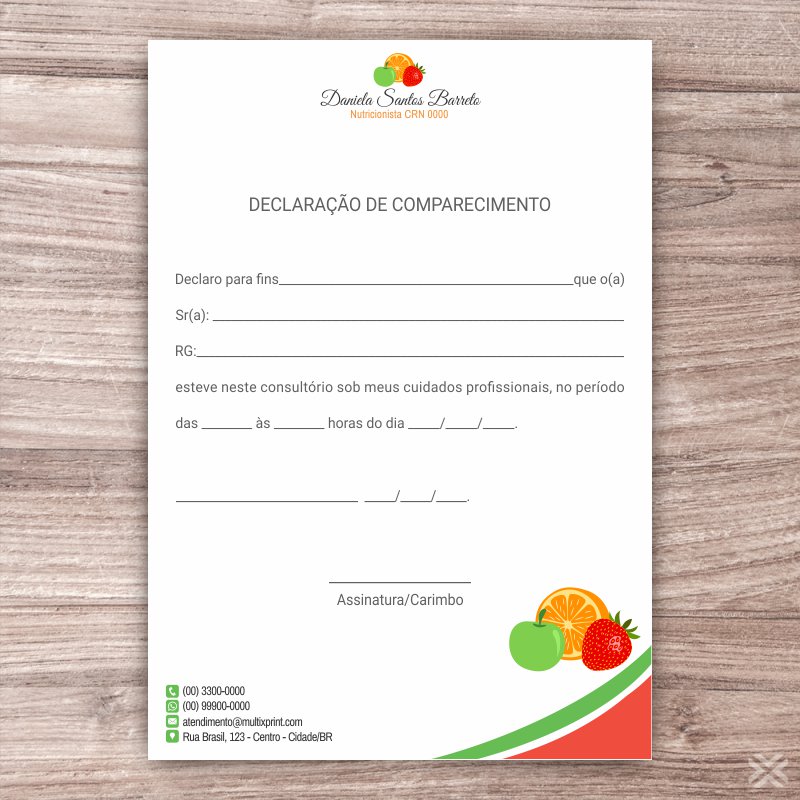 Declaração de Comparecimento Nutricionista 2477 - Imagem 2