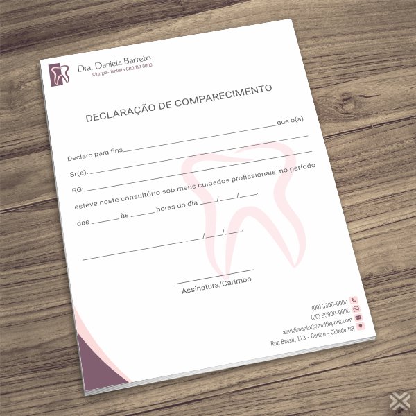 Declaração de Comparecimento Dentista 0628