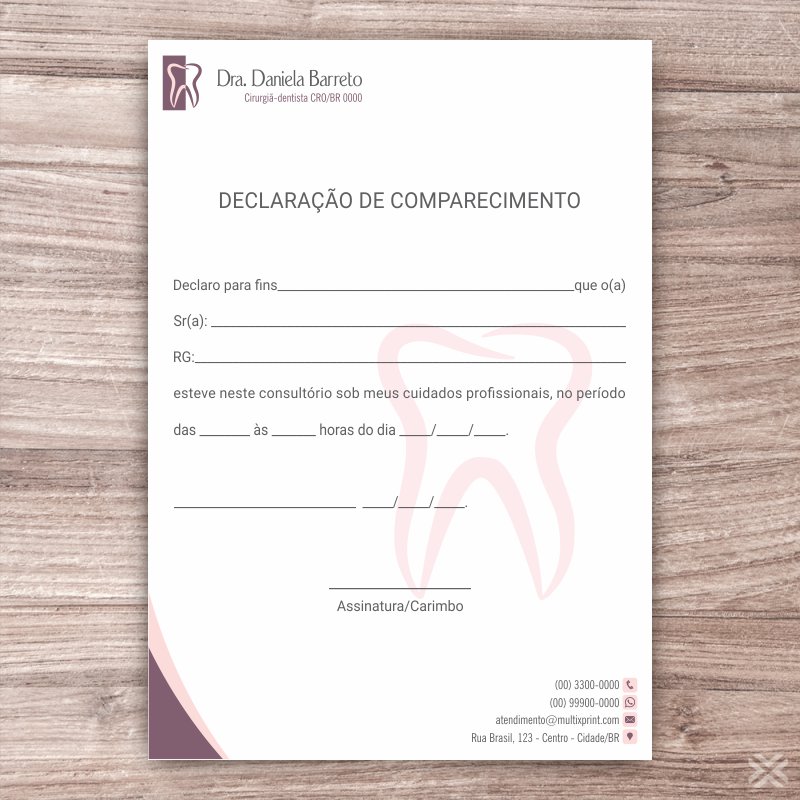 Declaração de Comparecimento Dentista 0628 - Imagem 2