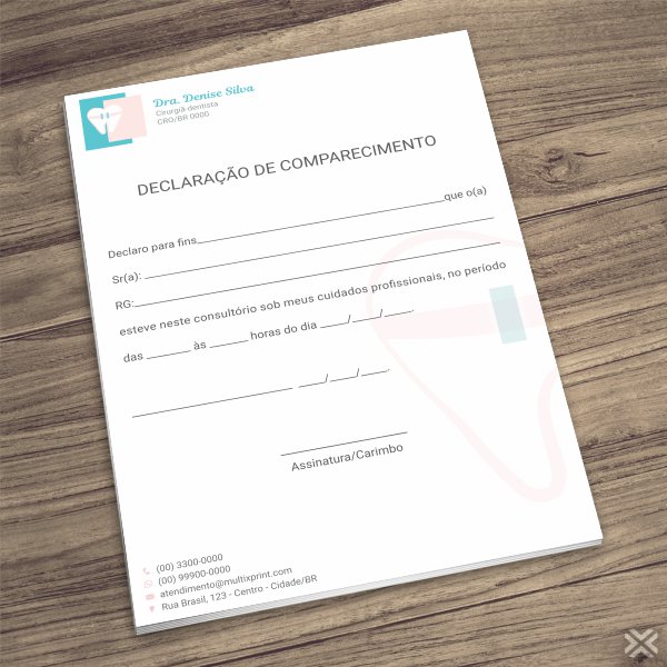 Declaração de Comparecimento Dentista 0667