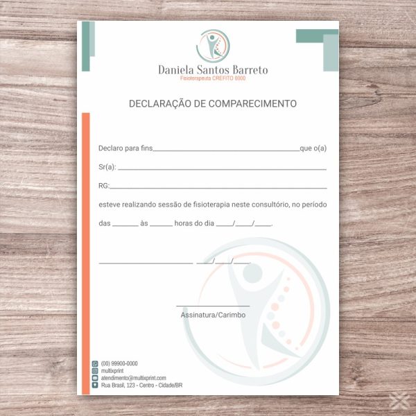 Declaração de Comparecimento Fisioterapeuta 09115 - Imagem 2