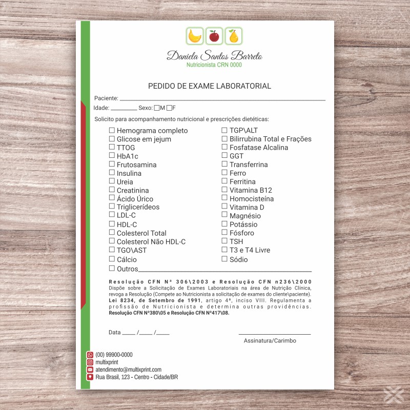 Pedido de Exame Nutricionista 24113 - Imagem 2