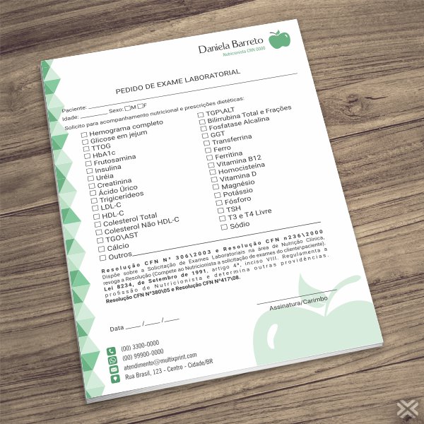 Pedido de Exame Nutricionista 2426