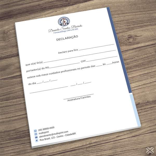 Declaração de Comparecimento Fonoaudiólogo 6820