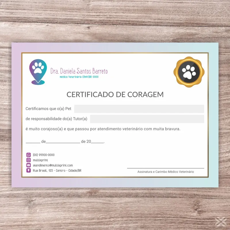 Certificado de Coragem Pet 30126