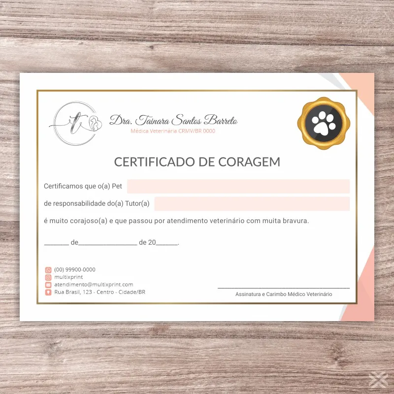 Certificado de Coragem Pet 30137
