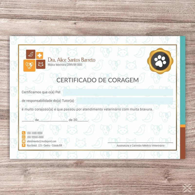 Certificado de Coragem Pet 3019
