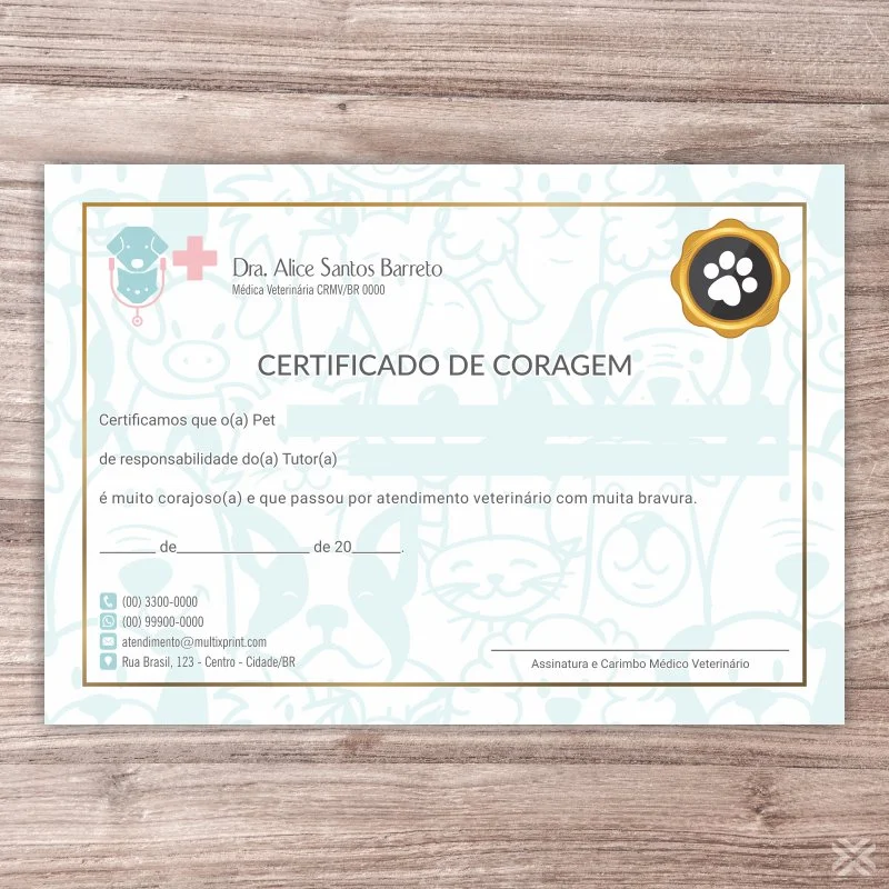 Certificado de Coragem Pet 3027
