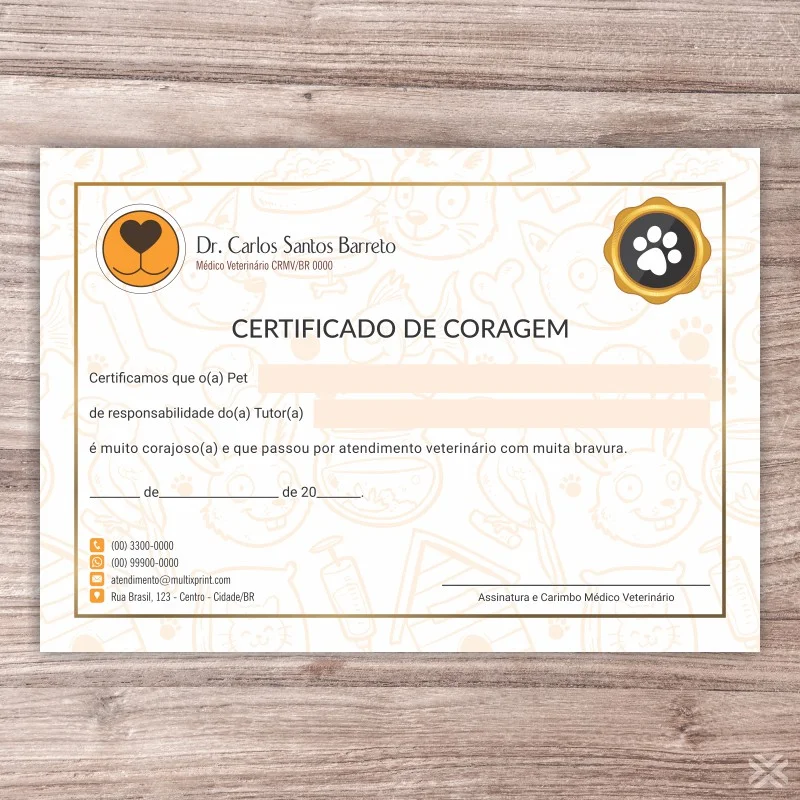 Certificado de Coragem Pet 3039