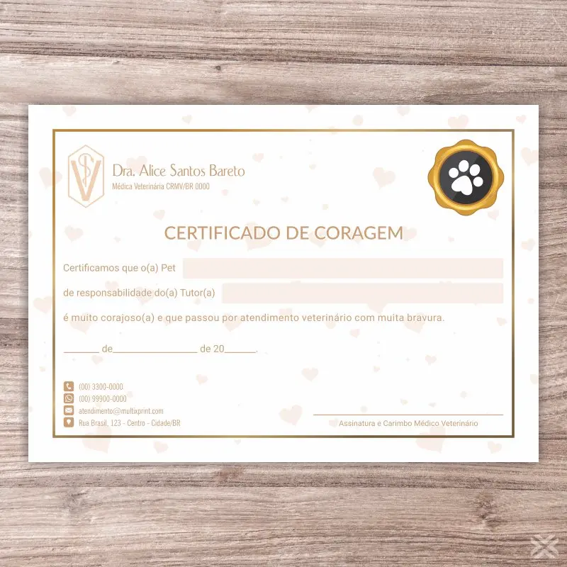 Certificado de Coragem Pet 3042