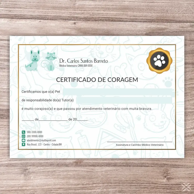 Certificado de Coragem Pet 3043