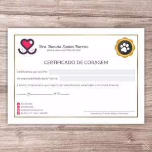 Certificado de Coragem Pet 3058