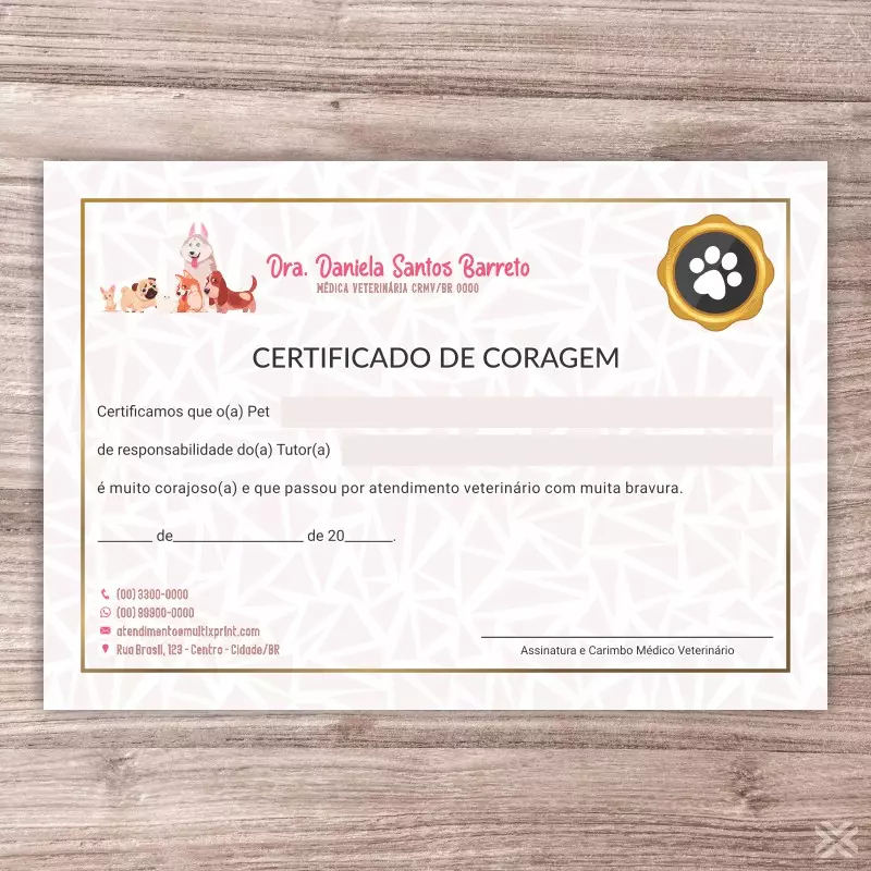 Certificado de Coragem Pet 3087