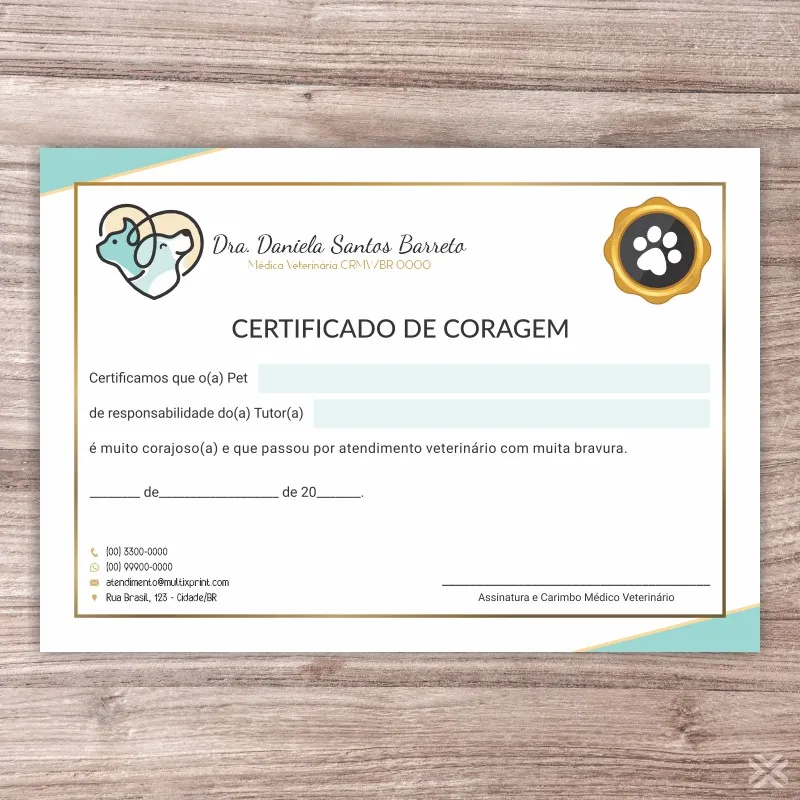 Certificado de Coragem Pet 3089