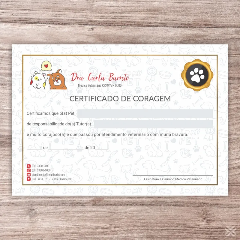 Certificado de Coragem Pet 3094