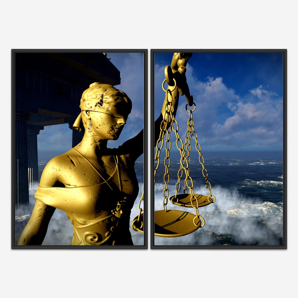Quadro de Advocacia Justiça Dourado kit duas telas - Imagem 3