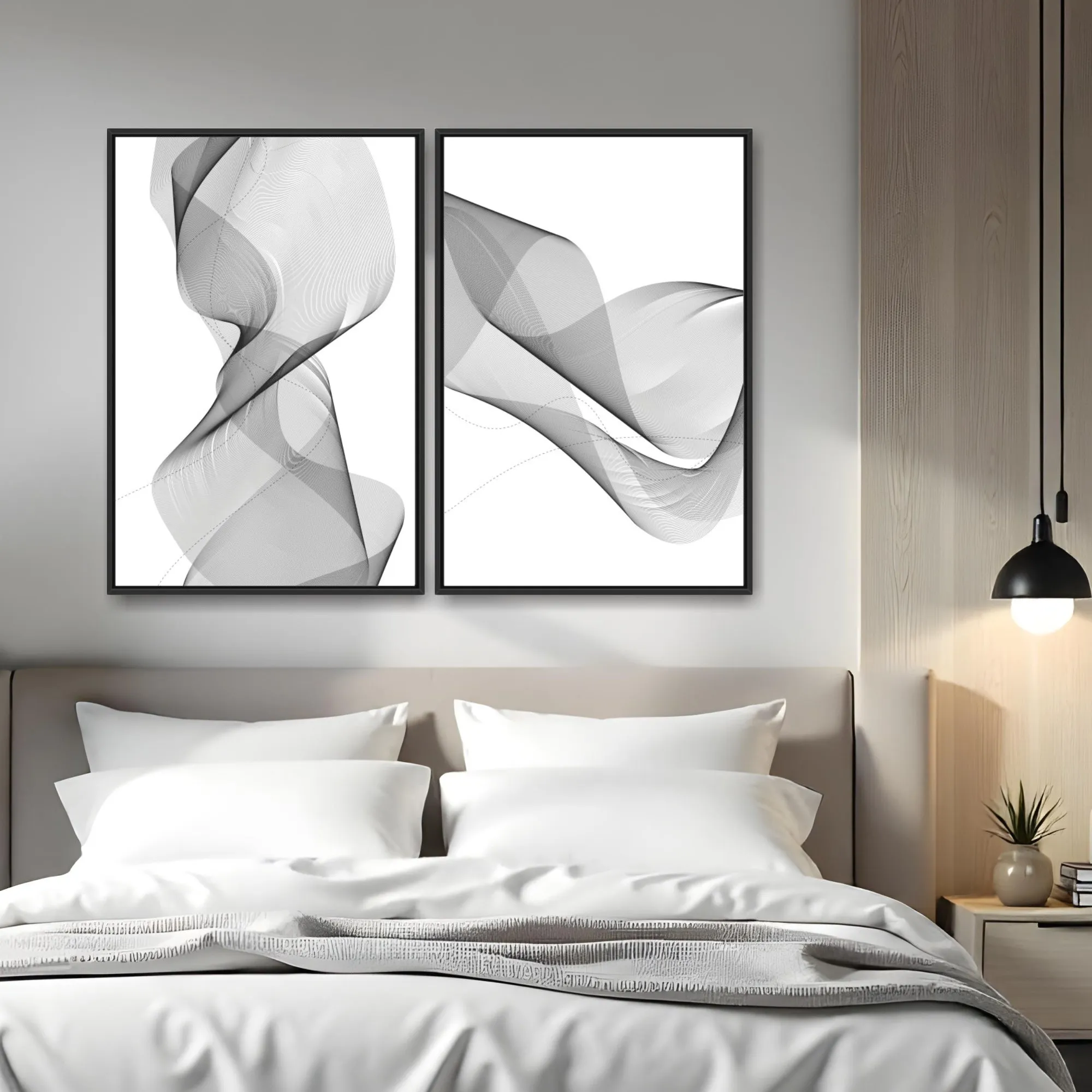 Quadro Abstrato Linha Preta kit duas telas