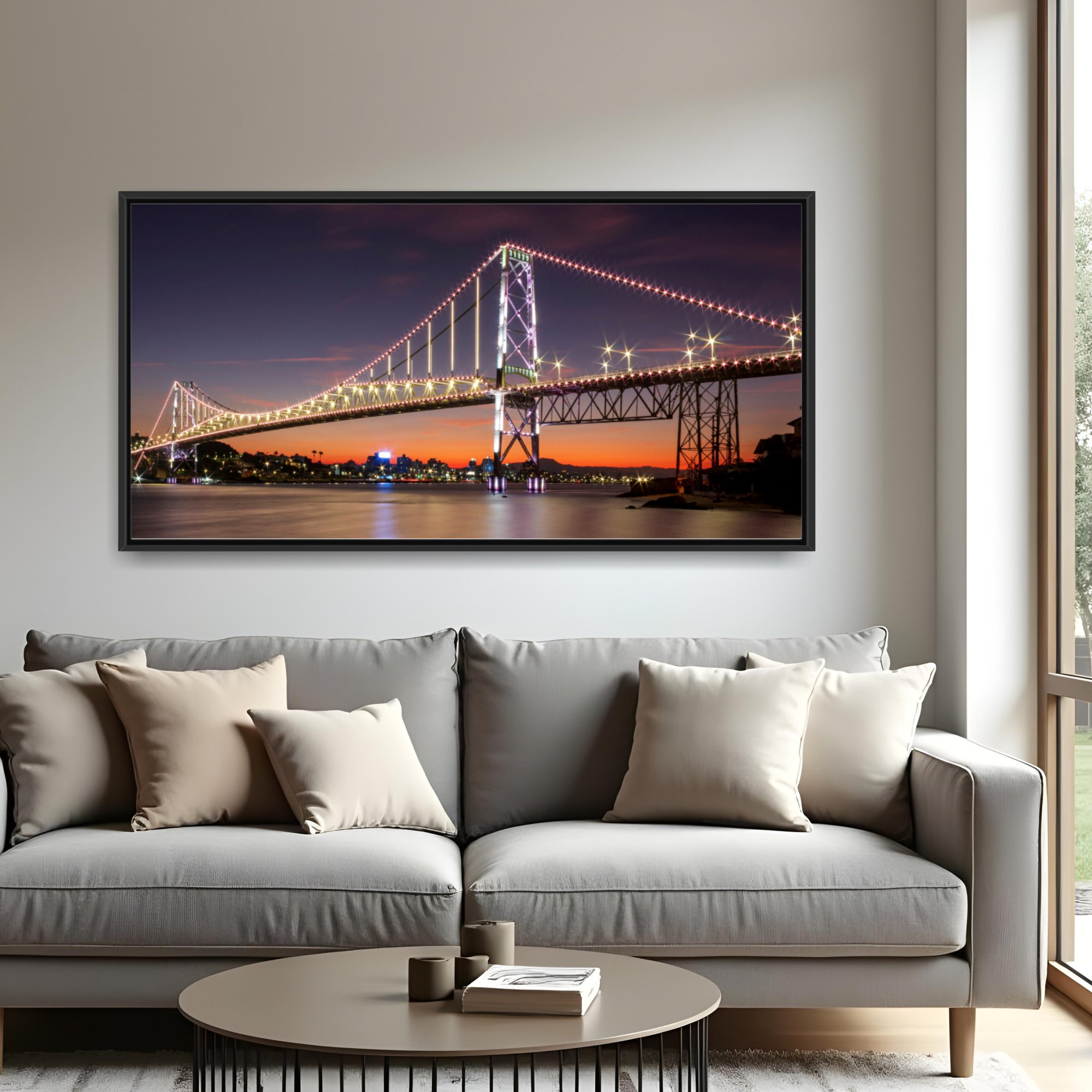 Quadro Floripa Ponte Hercílio Luz Iluminada