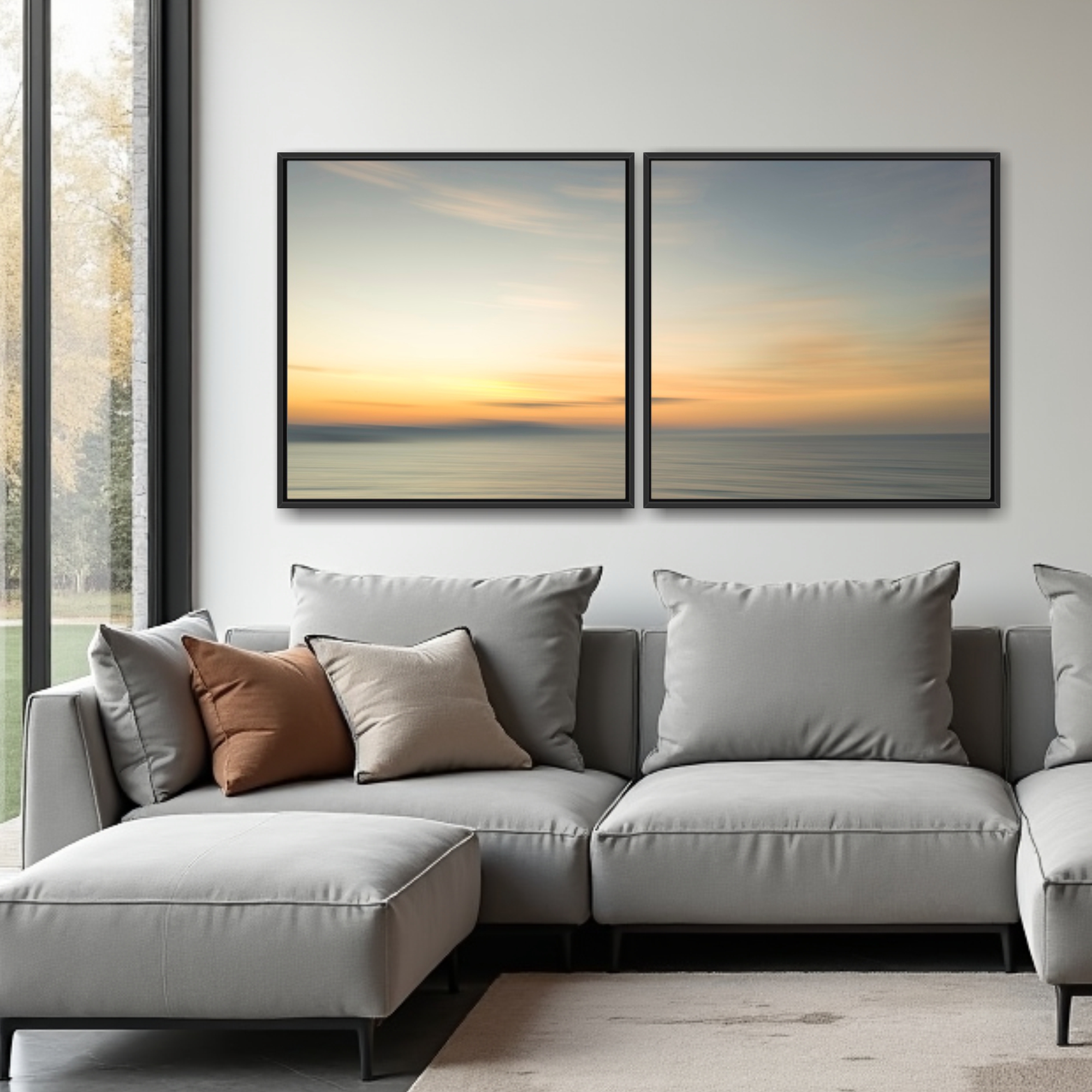 Quadro Abstrato Sun Horizon Floripa por Ale Gazola kit duas telas