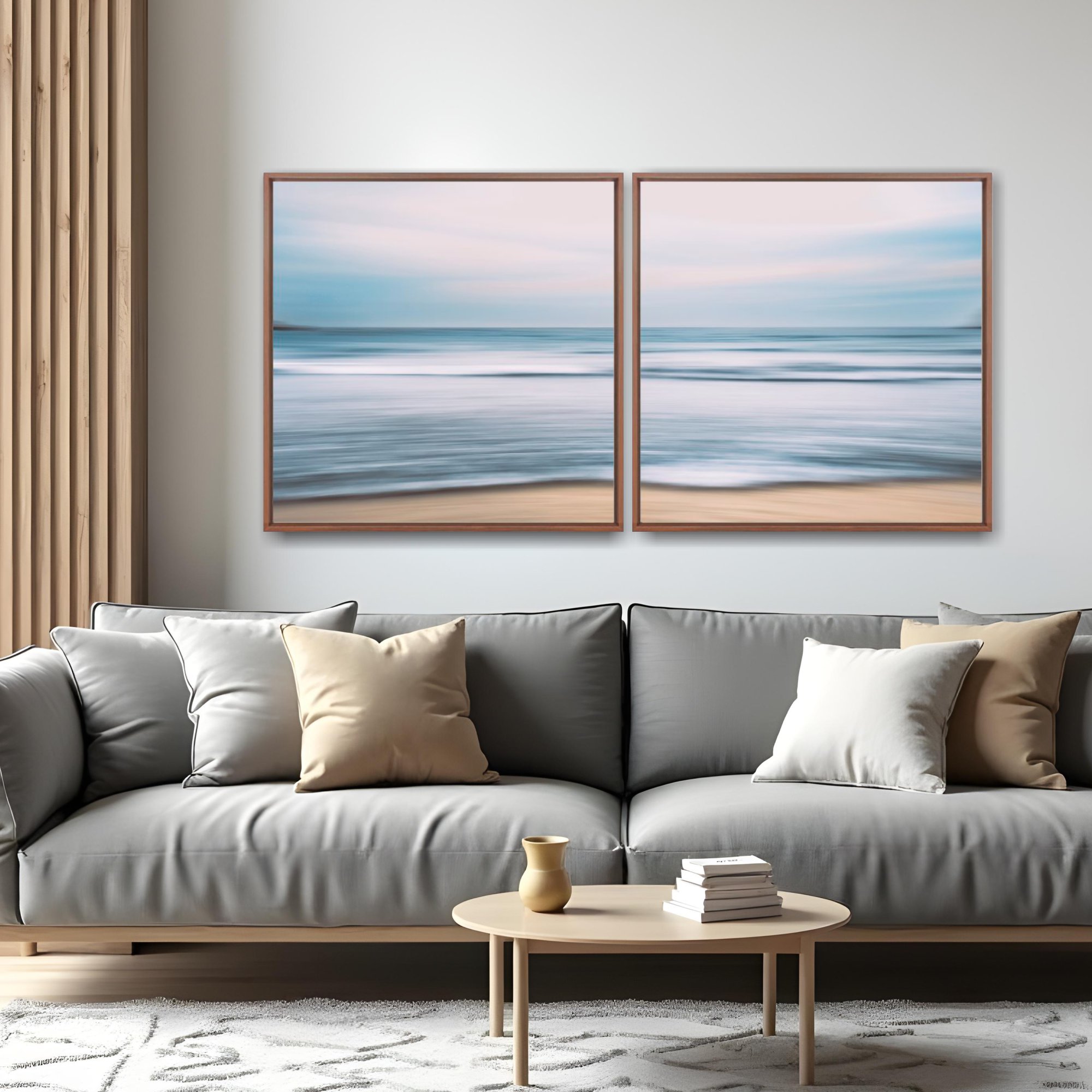 Quadro Mar Bombinhas Abstrato por Ale Gazola kit duas telas