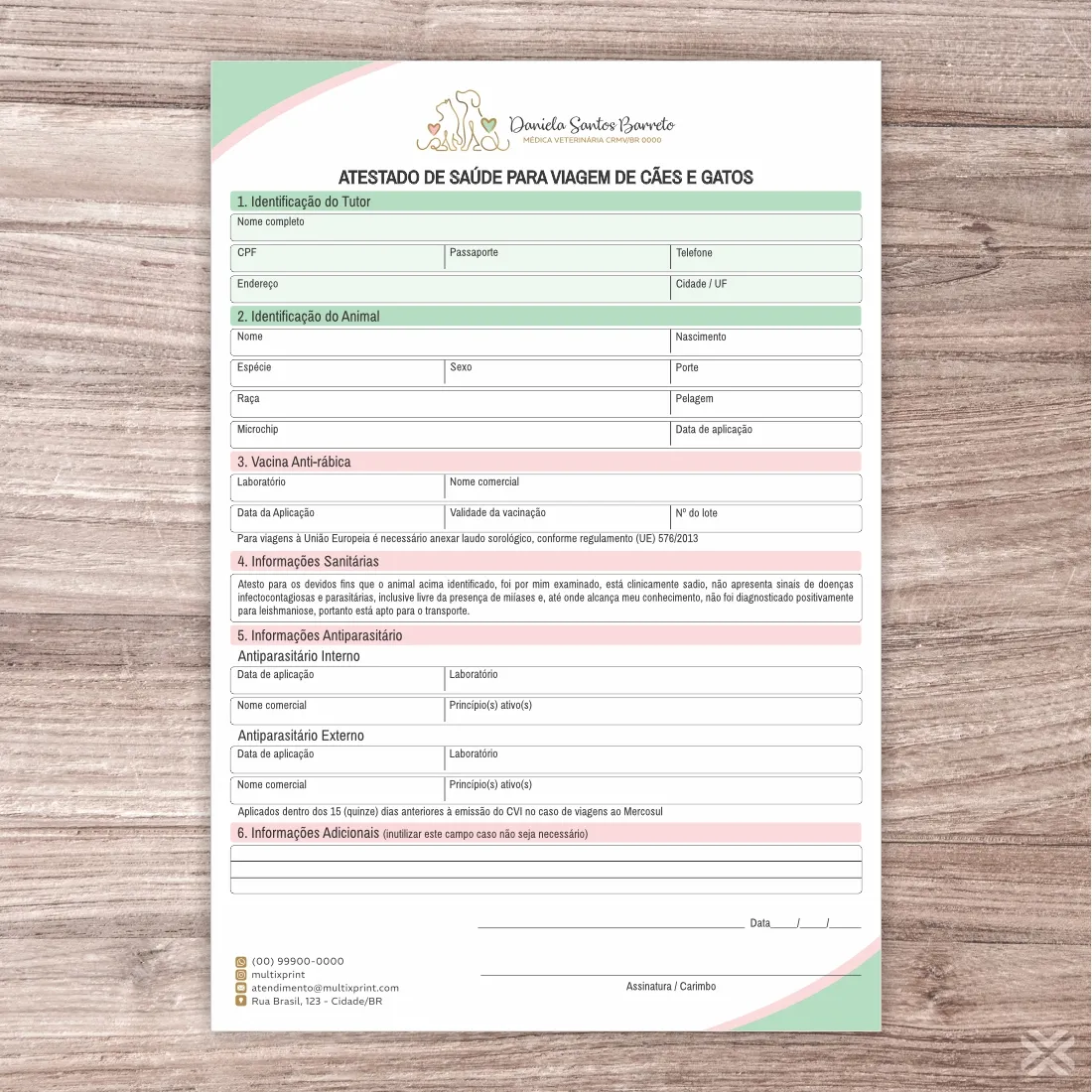 Atestado para Viagem Veterinário 30146