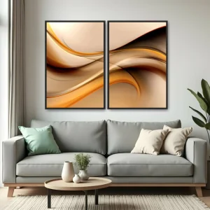 Quadro Abstratos Linhas Elegantes kit duas telas