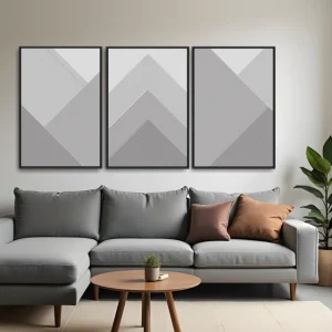 Quadro Abstratos Linhas Geométricas Contraste kit três telas