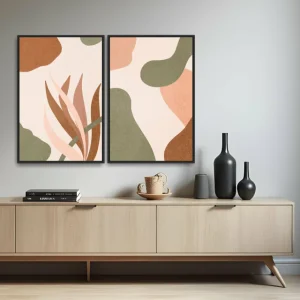 Quadro Folhas Elegantes por Gabriel Mauro kit duas telas