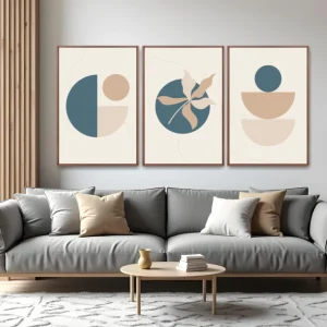 Quadro Formas Abstratas Pastel kit três telas