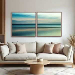 Quadro Mar e o Horizonte Abstrato kit duas telas