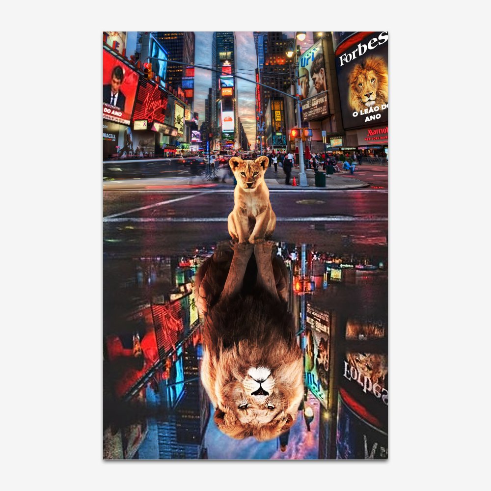 Quadro Leão Imponente Reflexo - Imagem 2