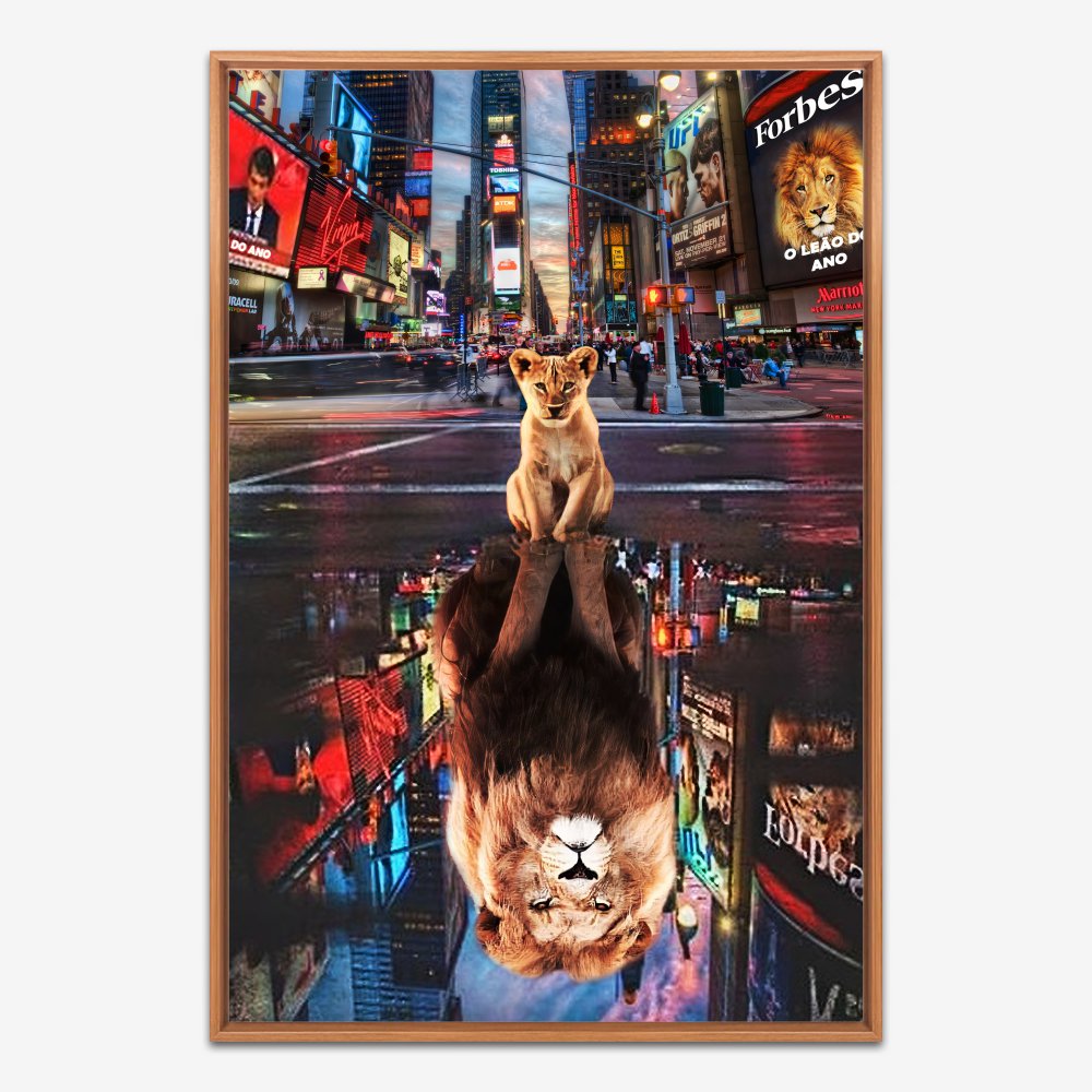 Quadro Leão Imponente Reflexo - Imagem 6