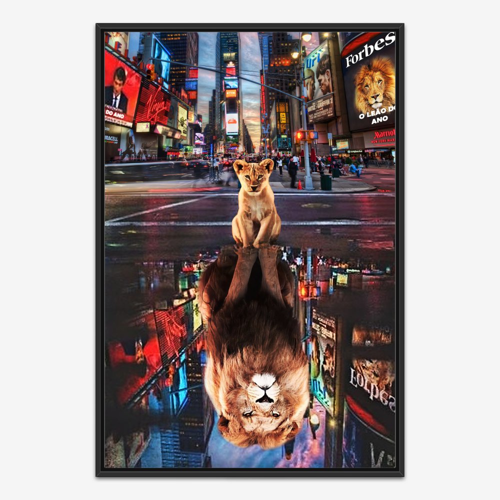 Quadro Leão Imponente Reflexo - Imagem 3