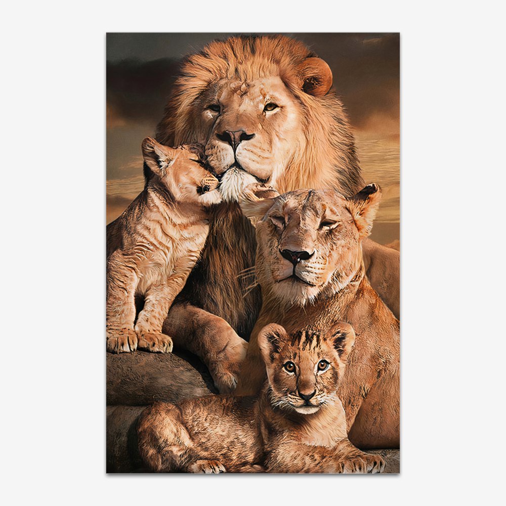 Quadro Família de Leões e Dois Filhos - Imagem 4